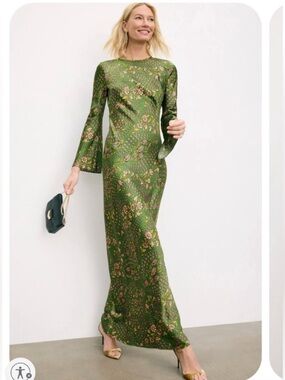 Veronica Beard Green Floral Long-Sleeve Maxi Dress